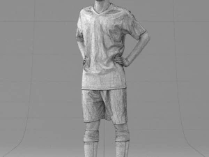 000309 Young Soccer Player in Blue and White Uniform 1114 3D Model