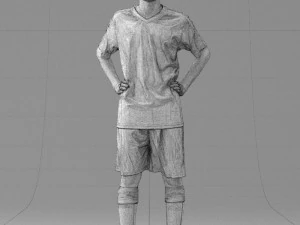 000309 Young Soccer Player in Blue and White Uniform 1114 3D Model