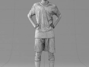 000309 Young Soccer Player in Blue and White Uniform 1114 3D Model