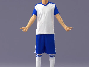 000308 Piłkarz w niebiesko-białym stroju 1114 Model 3D