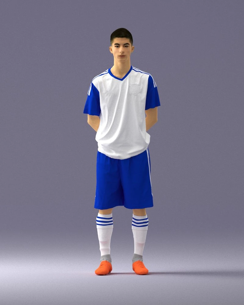 000310 Young Soccer Player 1114 3D Model .c4d .max .obj .3ds .fbx .stl .blend 