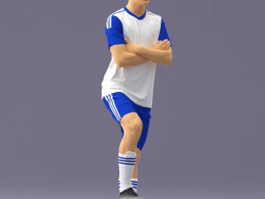 000311 Young Soccer Player Standing with Ball 1114 3D Model
