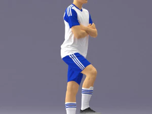 000311 Young Soccer Player Standing with Ball 1114 3D Model