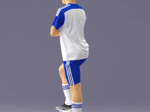 000311 Young Soccer Player Standing with Ball 1114 3D Model