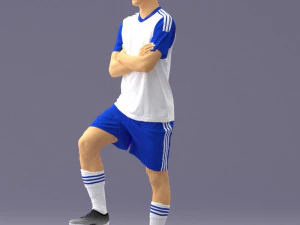 000311 Young Soccer Player Standing with Ball 1114 3D Model