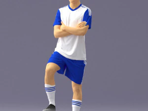 000311 Young Soccer Player Standing with Ball 1114 3D Model