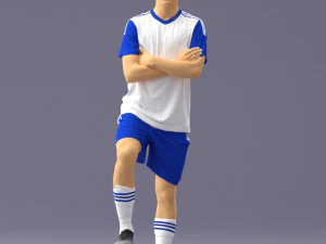 000311 Young Soccer Player Standing with Ball 1114 3D Model