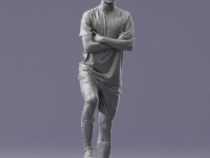 000311 Young Soccer Player Standing with Ball 1114 3D Model