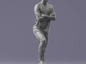 000311 Young Soccer Player Standing with Ball 1114 3D Model