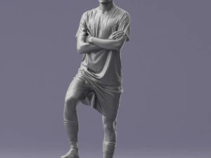 000311 Young Soccer Player Standing with Ball 1114 3D Model