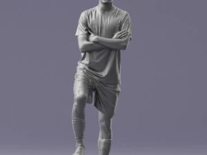 000311 Young Soccer Player Standing with Ball 1114 3D Model