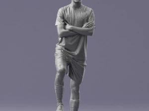 000311 Young Soccer Player Standing with Ball 1114 3D Model