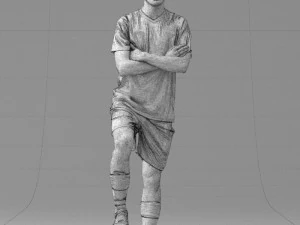 000311 Young Soccer Player Standing with Ball 1114 3D Model