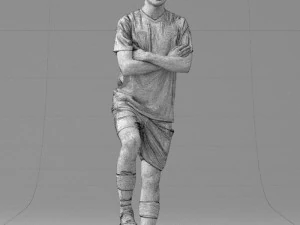 000311 Young Soccer Player Standing with Ball 1114 3D Model