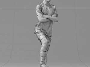 000311 Young Soccer Player Standing with Ball 1114 3D Model