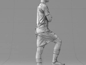 000311 Young Soccer Player Standing with Ball 1114 3D Model
