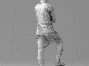 000311 Young Soccer Player Standing with Ball 1114 3D Model