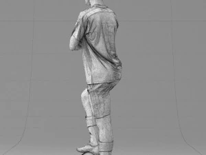 000311 Young Soccer Player Standing with Ball 1114 3D Model