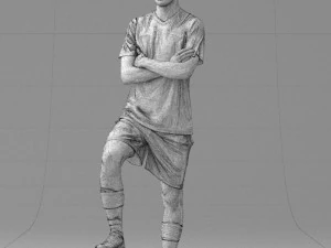 000311 Young Soccer Player Standing with Ball 1114 3D Model
