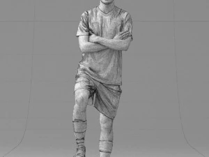 000311 Young Soccer Player Standing with Ball 1114 3D Model