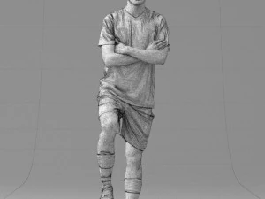 000311 Young Soccer Player Standing with Ball 1114 3D Model