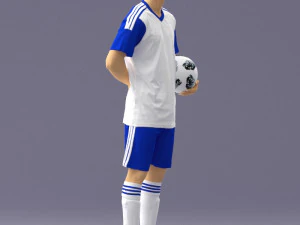 000314 Male Soccer Player with Ball 1114 3D Model