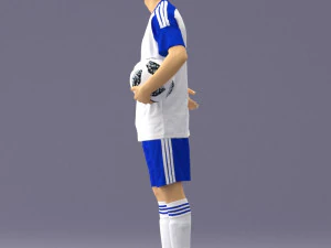 000314 Male Soccer Player with Ball 1114 3D Model