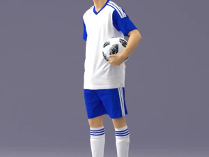 000314 Male Soccer Player with Ball 1114 3D Model