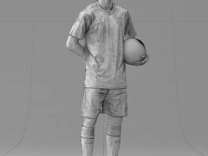 000314 Male Soccer Player with Ball 1114 3D Model