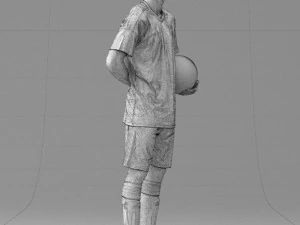 000314 Male Soccer Player with Ball 1114 3D Model