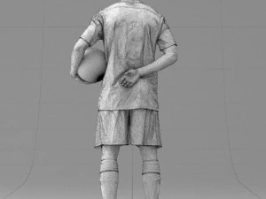 000314 Male Soccer Player with Ball 1114 3D Model
