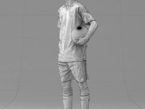 000314 Male Soccer Player with Ball 1114 3D Model