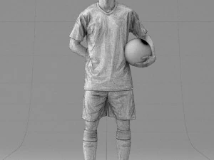 000314 Male Soccer Player with Ball 1114 3D Model