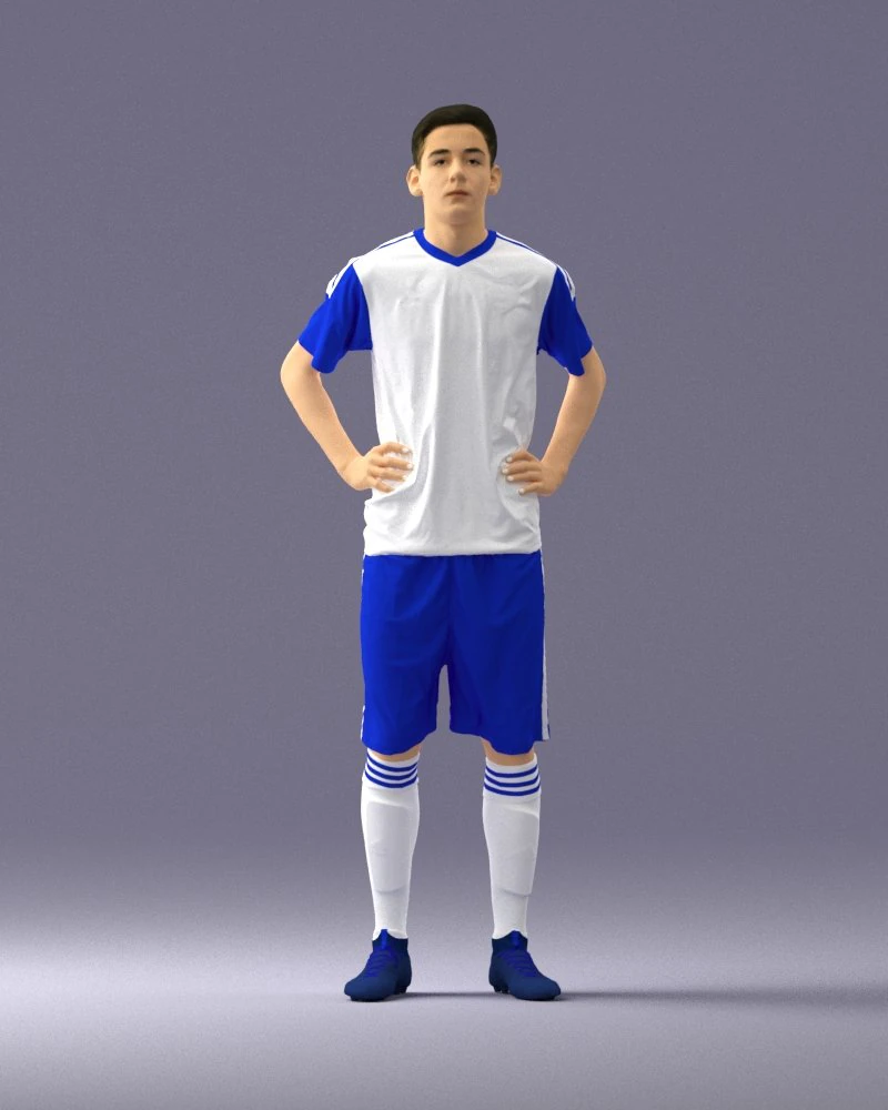 000315 Male Soccer Player with Hands on Hips 1114 3D Model .c4d .max .obj .3ds .fbx .stl .blend 