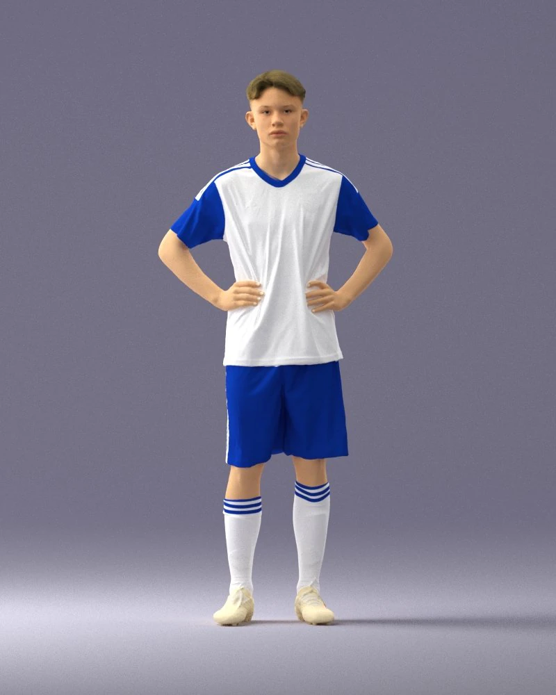 000316 Young Male Soccer Player Standing 1114 3dp 3D Print Model .c4d .max .obj .3ds .fbx .stl .blend