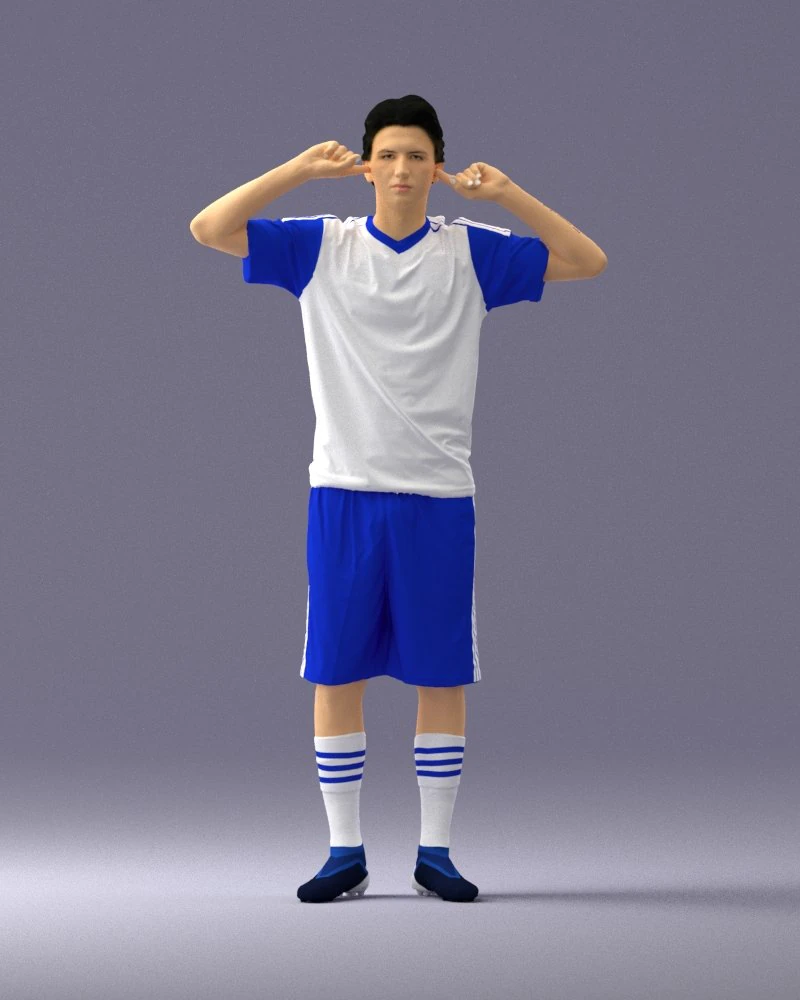 000317 Male Soccer Player with Hands by Head 1114 3D Model .c4d .max .obj .3ds .fbx .stl .blend 