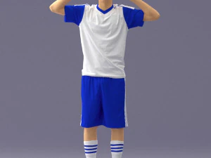 000317 Male Soccer Player with Hands by Head 1114 3D Model