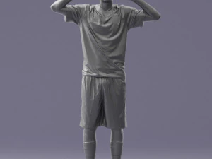 000317 Male Soccer Player with Hands by Head 1114 3D Model