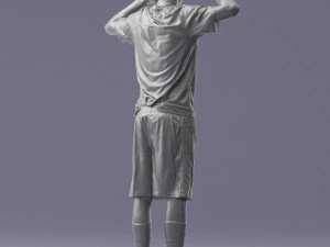 000317 Male Soccer Player with Hands by Head 1114 3D Model