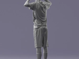 000317 Male Soccer Player with Hands by Head 1114 3D Model