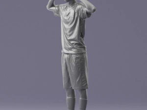 000317 Male Soccer Player with Hands by Head 1114 3D Model