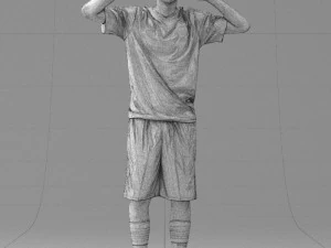 000317 Male Soccer Player with Hands by Head 1114 3D Model