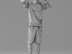 000317 Male Soccer Player with Hands by Head 1114 3D Model