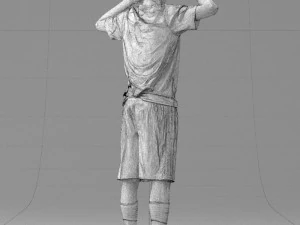 000317 Male Soccer Player with Hands by Head 1114 3D Model