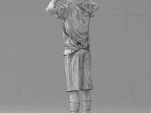 000317 Male Soccer Player with Hands by Head 1114 3D Model