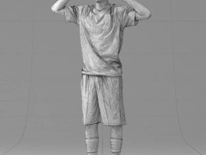 000317 Male Soccer Player with Hands by Head 1114 3D Model