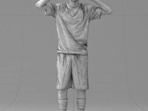 000317 Male Soccer Player with Hands by Head 1114 3D Model