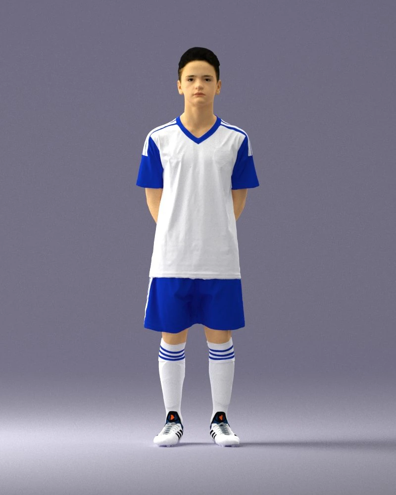 000319 Young Male Soccer Player Standing 1114 3dp 3D Print Model .c4d .max .obj .3ds .fbx .stl .blend 