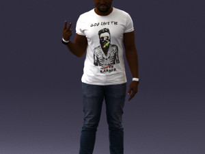 black man peace pose 0902 3d print ready 3D Print Model
