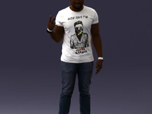 000177 Homem fazendo sinal de paz 0902 3dp Modelo de Impressão 3D